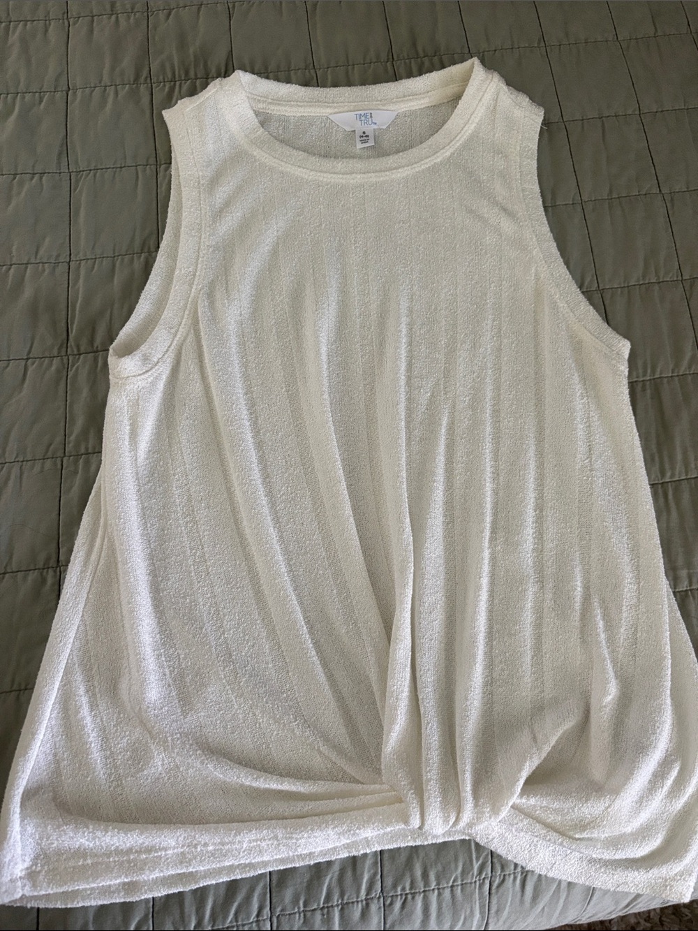 Time and Tru Ivory Twist-Front Sleeveless Tank